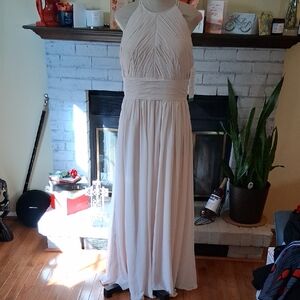 Bill Levkoff Cream Halter Maxi Dress